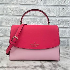 Kate Spade Darcy Colorblock Palm Pink Top Handle Leather Satchel Crossbody